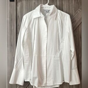 Large white zip front “button down” shirt